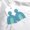 Nuevos Aretes de Tuerca con Personalidad de Estilo Europeo y Americano, Color Macaron, Forma de Arcoíris para Mujer, Aguja de Plata S925, Aretes de Color Contrastante al por Mayor Hechos a Mano