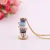 Conjunto de Bule, Xícara de Chá, Pulseira, Colar, Brincos Esmaltados com Pedras de Diamante, Venda Quente Transfronteiriça, Joias Criativas Personalizadas no Atacado