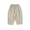 En Stock Primavera/Verano 2026 Bene Mismo Estilo Pantalones Casuales de Algodón Puro a Cuadros con Cintura Elástica para Niños y Niñas, Pantalones Anti-Mosquitos para Uso al Aire Libre