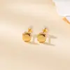 Pendientes de Plata de Ley S925 Yuebao Jewelry Bolas Redondas Lisas Bolas Cuadradas Geométricos Minimalistas Estilo Ins Versátil Cuidado del Agujero de la Oreja Pendiente