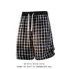 Pantalones Cortos a Cuadros de Bloques de Color Finos de Talla Grande Sueltos Nuevos de Verano para Hombre, Pantalones Cortos Casuales de Playa Bermuda