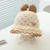 Chapéu de Bebê Urso Fofo Chapéu Tricotado de Proteção para as Orelhas Chapéu Infantil de Lã Quente Espesso de Inverno Chapéu Infantil Estilo Coreano