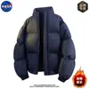 Chaqueta de Algodón Gruesa Estilo Coreano con Cuello Alto para Parejas de Invierno Marca Nasa para Hombre, Abrigo de Algodón de Cuero de PU Holgado y Cálido