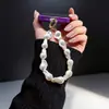 Pulsera de Cuentas Blanca Irregular de Moda Cadena Colgante para Funda de Teléfono Lanyard Accesorios para Mochila de Mujer Estilo Ins Japonés y Coreano