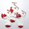 Meias de Renda para Mulheres, Meias de Cano Médio com Desenho de Cereja de Desenho Animado, Meias Felpudas com Babados Estilo Japonês de Primavera e Verão, Pacote com 5 Pares, Absorventes de Suor e Antifricção