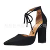 Nuevos zapatos de tacón alto de moda para mujer de Juyuan, estilo europeo y americano, en stock, punta fina, comercio exterior, talla grande, zapatos de vestir de moda para mujer con cordones