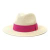 Aliexpress Amazon Sombrero de Paja Jazz Nuevo Primavera y Verano Hombres y Mujeres Exterior Playa Protección Solar Sombrero Rojo Rosa Cinturón Decorativo