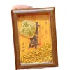 Ornamento Moldura de Foto Tesouro da Riqueza em Ouro Puro 999, Decoração Dourada Atratora de Fortuna para Sala de Estar, Suporte de Exibição para Posição da Riqueza, Presente de Ano Novo
