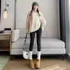 Nuevo Estilo Otoño/Invierno 2026 Pantalones Cálidos Adelgazantes de Rayón con Rayas Verticales y Forro Polar Leggings Elásticos de Cintura Alta Control de Vientre para Uso en Exteriores