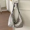 Bolso Tote Estampado de Leopardo Vintage, Bolso de Hombro Casual de Gran Capacidad, Bolso de Hombro Rayado Color-Block, Bolso Femenino Relajado y Casual