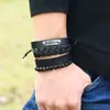 Set de 4 Pulseras de Cuero Tejidas Estilo Nuevo Retro Transfronterizo, Pulsera de Cuero Simple para Hombres, Accesorios de Mano de Cuero, Joyería para Hombres, DIY