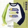 Nuevas camisetas de algodón estampado coreano para niños y niñas, tops de manga larga, ropa infantil de primavera y otoño, camisetas básicas de cuello redondo para bebé