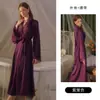 DZ Guiluo Pijamas Femininos Costura De Cetim De Seda Lace Longo Robe Cinto Roupas Domésticas plus size terno 4378