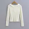 Suéter de Tricô Cinza com Capuz Estilo Relaxado Feminino Outono Novo Camisa Base Interna Suéter de Manga Longa Slim