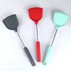 Frigideira antiaderente cabo de tubo pequeno espátula de silicone utensílios de cozinha domésticos colher de fritar cozimento anti-queimadura resistente a altas temperaturas frigideira antiaderente