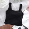 Nueva Hermosa Camisola Versátil de Estilo Coreano con Cuello Cuadrado y Almohadilla en el Pecho para Ropa Interior y Exterior Top de Color Sólido para Mujer