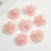 Flor de Hibisco de Gaze Enrolada de Organza Simulada 6cm Cabeça de Flor DIY Adereços de Cabeça Roupas Acessórios de Broche Acessórios de Cabelo Flores Decorativas de Broche