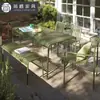 Conjunto de Mesa y Sillas Metálicas para Comedor en Terraza de Villa al Aire Libre, Conjunto de Mesa y Sillas para Patio de Ocio y Jardín, Conjunto de Mesa y Sillas de Té para Hotel y Restaurante