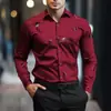 Camisa Estampada de Manga Larga para Hombre de Primavera y Otoño, Moda Masculina Ajustada Ropa Masculina Transfronteriza Camisa de Manga Larga con Estampado Digital