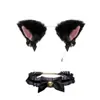 Conjunto Fofo de Tiara com Orelhas de Gato e Coleira de Sino Cosplay Doce Acessórios de Atmosfera Popular para Maid