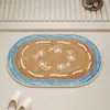 Tapete de chão de linho tecido estilo cartoon para banheiro, fácil de limpar, antiderrapante, absorvente de água e óleo