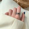 Anillo de plata con personalidad cruzada para mujer, estilo japonés y coreano, estilo industrial pesado, apilado, moderno