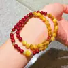 Pulsera de Múltiples Círculos Estilo Artístico Vintage de Alta Calidad Imitación de Oro Tigre Natural Cinabrio