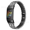 Para Fitbit charge6 smart strap nova charge5 cinco contas três fileiras pulseira de relógio de metal