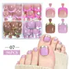 Uñas Postizas Populares Estilo Ojo de Gato para Uñas de los Pies Transfronterizas, Piezas de Uñas Artísticas para Uñas de los Pies Estilo Francés, Set de Caja con Purpurina, Piezas para Uñas de los Pies de Cuatro Colores