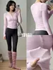 Conjunto Deportivo para Mujer Corte Ajustado Manga Larga Media Cremallera Pantalones de Yoga de Cintura Alta Otoño Adelgazante Secado Rápido Transpirable Ropa de Fitness para Mujer