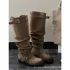 Botas de Caña Alta para Piernas Anchas con Diseño de Nicho, Nuevo Estilo Otoño e Invierno 2026, Botas de Montura Versátiles con Punta Redonda y Caña Alta para Mujer