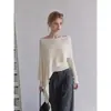 Design assimétrico estilo francês, suéter de tricô longo e elegante para mulheres, xale estilo capa, cria um efeito emagrecedor com um design de duas peças falsas