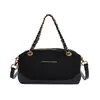 Bolsa de mão com design exclusivo para mulheres, nova coleção 2026, bolsa almofada retangular com retalhos de camurça, adequada para o trabalho e uso casual, bolsa de ombro ou bolsa transversal