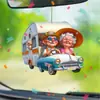 Pendente decorativo plano 2D de acrílico novo transfronteiriço, conjunto de quatro peças, padrão para pendurar no carro