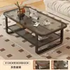 Mesa de Centro para Sala de Estar, Nuevo Modelo 2024, Lujo Ligero, Sensación de Alta Gama, Mesa para Apartamento Pequeño, Vidrio Templado, Mesa de Centro Estilo Crema