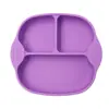 Plato de Cena de Silicona Nuevo Producto Transfronterizo Ardilla Ciervo Sika Vajilla Infantil Cuadrado Engrosado Tres Compartimentos Plato de Cena Infantil de Silicona