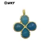 Wt-P2090 Forma de Trébol de Cuatro Hojas de la Suerte Colgante de Piedra Natural Chapado en Oro de 18 Quilates Pendientes para Niñas Accesorios Semi-Terminados