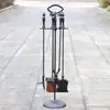 Conjunto de Ferramentas para Limpeza de Cinzas de Lareira Estilo Europeu Acessórios de Lareira de Ferro Fundido Palito Pegador Suporte Ferramentas de Churrasqueira Vassoura de Limpeza Pá
