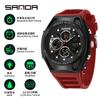 Relógio Sanda para Jovens Cronógrafo Multifuncional Masculino Casual Moda À Prova D'água Luminoso Display Duplo Eletrônico Dropshipping