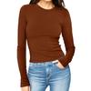 Comercio Exterior Europa y América Caliente Otoño 2024 Nuevo Estación Independiente de Amazon Cuello Redondo Manga Larga Combinación Perfecta Camiseta Básica para Mujer