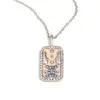 Colgante de Nicho Estilo Europeo y Americano Acero Inoxidable Chapado en Oro de 18K Aceite Goteando Lleno de Diamantes Doce Constelaciones Collar Cuadrado Colorido para Mujer