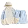 Verão quente nova roupa com proteção solar cobertura curta para homens e mulheres com leve respirável proteção UV roupa com proteção solar calça com proteção solar