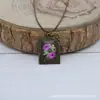 28*35mm Rectangular Gema del Tiempo Base de Aleación con Borde de Flor de Rosa Base para Colgante de Marco de Fotos Fabricante Venta al por Mayor