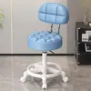 Taburete con Ruedas, Taburete Redondo Giratorio Ajustable para Salón de Belleza, Taburete de Trabajo para Peluquería y Salón de Uñas, Silla con Respaldo, Triple Protección, Piel de Microfibra