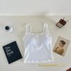 Camisola de algodão com botões estilo ocidental, nova para primavera e verão, com bojo fixo, sutiã, roupa íntima modeladora, alça fina para os ombros, blusa de base