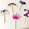 Palillos de Papel Grueso de Doble Cara, Decoraciones para Pasteles de Cumpleaños, Toppers para Cupcakes, Paquete de 24