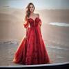 Vestido de Brinde da Noiva, Saia de Gaze Borgonha Super Fada Sonhadora Fofa, Sexy Um Ombro Elegante Senhora Banquete Vestido de Noite