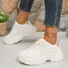 Zapatos de Padre Transfronterizos de Comercio Exterior Malla Transpirable Otoñales Zapatos Blancos Suela Gruesa que Aumentan la Altura Zapatos Casuales Talla Grande Zapatos Deportivos para Mujer