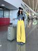 Jeans Largo de Cintura Alta para Mulheres Primavera/Verão 2025, Calça Jeans que Emagrece e Alonga a Figura, Estilo Primavera Petite, Estilo para o Trabalho