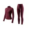 Conjunto Esportivo de Outono Inverno para Mulheres, Secagem Rápida, Respirável, Jaqueta de Manga Longa, Cintura Alta, Levanta Bumbum, para Corrida, Fitness, Ciclismo, Conjunto de Duas Peças